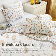 Twin Duvet Cover Kids 100% Cotton Butterfly White for Cute Bedding Set 3Pcs Ultra Soft Breathable Patterned Cartoon Comforter