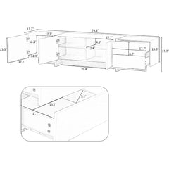 Rectangle Design TV Stand for Television Up to 80", Unique Style Console Table, Storage Cabinet with High Gloss UV Surface