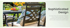 7 Pcs Patio Dining Sets, Outdoor Table Chair Set for 6 with Swivel Chairs and Steel Round Table, Outdoor Dining Furniture