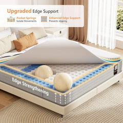 California King Mattress, 12 Inch Hybrid Gel Memory Foam Mattress with Pocket Springs, California King Size Mattress