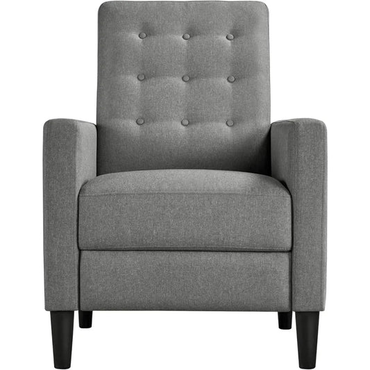Fabric Recliner Chair Mid-Century Modern Recliner Adjustable Single Recliner Sofa with Thicker Seat Cushion Tufted Upholstered