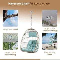 Indoor/outdoor Foldable Rattan Swing Hammock Seat Hanging Egg Chair Without Bracket With Cushion/headrest Garden Furniture Foot