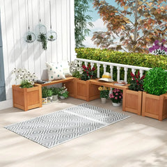 Outdoor Bench  Wood Raised Garden Bed with Open Base, Weather-Resistant Deep Planter Boxes for Flowers Fruit Vegetable
