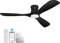 52 "Smart Low Profile ceiling Fans with Lights Remote,Quiet DC Motor,Outdoor Indoor Flush Mount Fan,Control WIFIAle