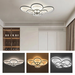 Modern LED Ceiling Light Fixture with Remote Control, Clear Acrylic Shade, Semi Flush Mount Ceiling Light Chandelier 8 Head