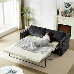 Sleeper Sofa Bed, Pull-Out Couch with Mattress, Modern L-Shaped Convertible Sofa with Storage