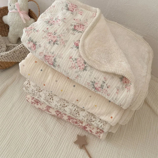 Winter Baby Blanket for Newborn Fleece Cotton Muslin Swaddle Bedding Velvet Stroller Cover New Born Kids Blanket Mother Kids Gta