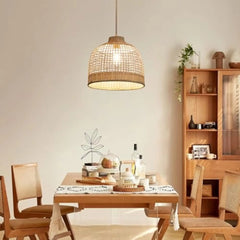 Rattan Pendant Lights, Hand-Woven Large Wicker Chandelier Boho Pendant Light Bamboo Basket Hanging Light for Bedroom Dining Roo