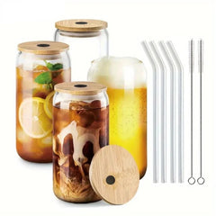 Transparent Bubble Tea Cup with Lid and Straw - 1PCS Juice Glass Beer Can Milk Mocha Cups - Stylish Breakfast Mug Drinkware