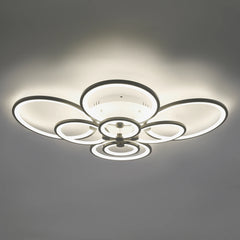 Modern LED Ceiling Light Fixture with Remote Control, Clear Acrylic Shade, Semi Flush Mount Ceiling Light Chandelier 8 Head