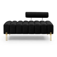 Upholstered End of Bed Bench – Modern 2-Seater Sofa Stool with Adjustable Backrest & Golden Legs