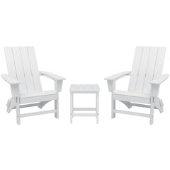 Portable Chairs Table Set of 3, Folding Adirondack Chair Table for All Weathers, Outdoor Fire Pit Chairs for Patio Poolside