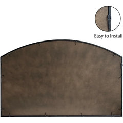 Black Grid Wall Mirror,Wide Window Pane Black Mirror,Farmhouse Arched Wall Mirror,Mantel Mirror for Fireplace/Entryway/H