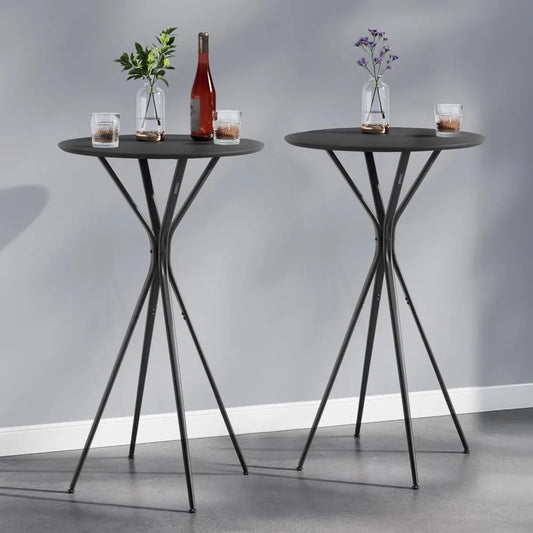 Set of 2 Bar Table,Round Cocktail Table,High Top Pub Bistro Table for Kitchen Dining,Home Bar,Living Room,23.6 x 23.6x41.3Inches