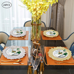 24-Pack Western Style Snowflake Plates, Plastic Gold/Silver, Durable & Elegant for Dining