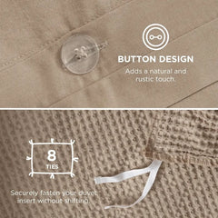 Cotton Duvet Cover King - 100% Cotton Waffle Weave Coconut White Duvet Cover King Size, GentleSoft™ and Breathable Bedding Set