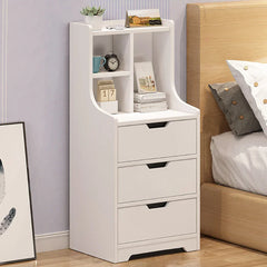 White Nightstand with 3 Drawers, Bedside Table Organizer for Bedroom & Living Room