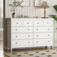 10 Drawer Dresser, 55" Modern White Dressers and Chests of Drawers,Dressers for Bedroom