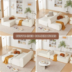107" Modular Sectional Sofa, Sponge Sectional Sofa Couch for Living Room, High Density Sponges Cloud Couch,Modular L-Shape Sofa