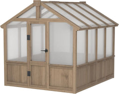 6x12FT Greenhouses for Outdoors,Wooden Greenhouse with Cedar Frame&Adjustable Vent,Green House with 4-Layer Polycarbonate Panel