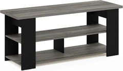 Jaya TV Stand – French Oak Gray/Black, 50-Inch Panel with Open Storage