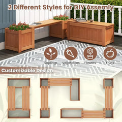 Outdoor Bench  Wood Raised Garden Bed with Open Base, Weather-Resistant Deep Planter Boxes for Flowers Fruit Vegetable