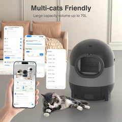 Self-Cleaning Cat Litter Box, Automatic Cat Litter Box 2.4G WiFi with APP Control, Cats LitterBox Self Cleaning, Black