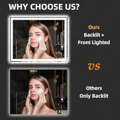 Led Bathroom Mirror 28×20Inch,Dimmable Vanity Mirror with Lights,可调节,防雾, El Listed (Front Lights+Backlit)