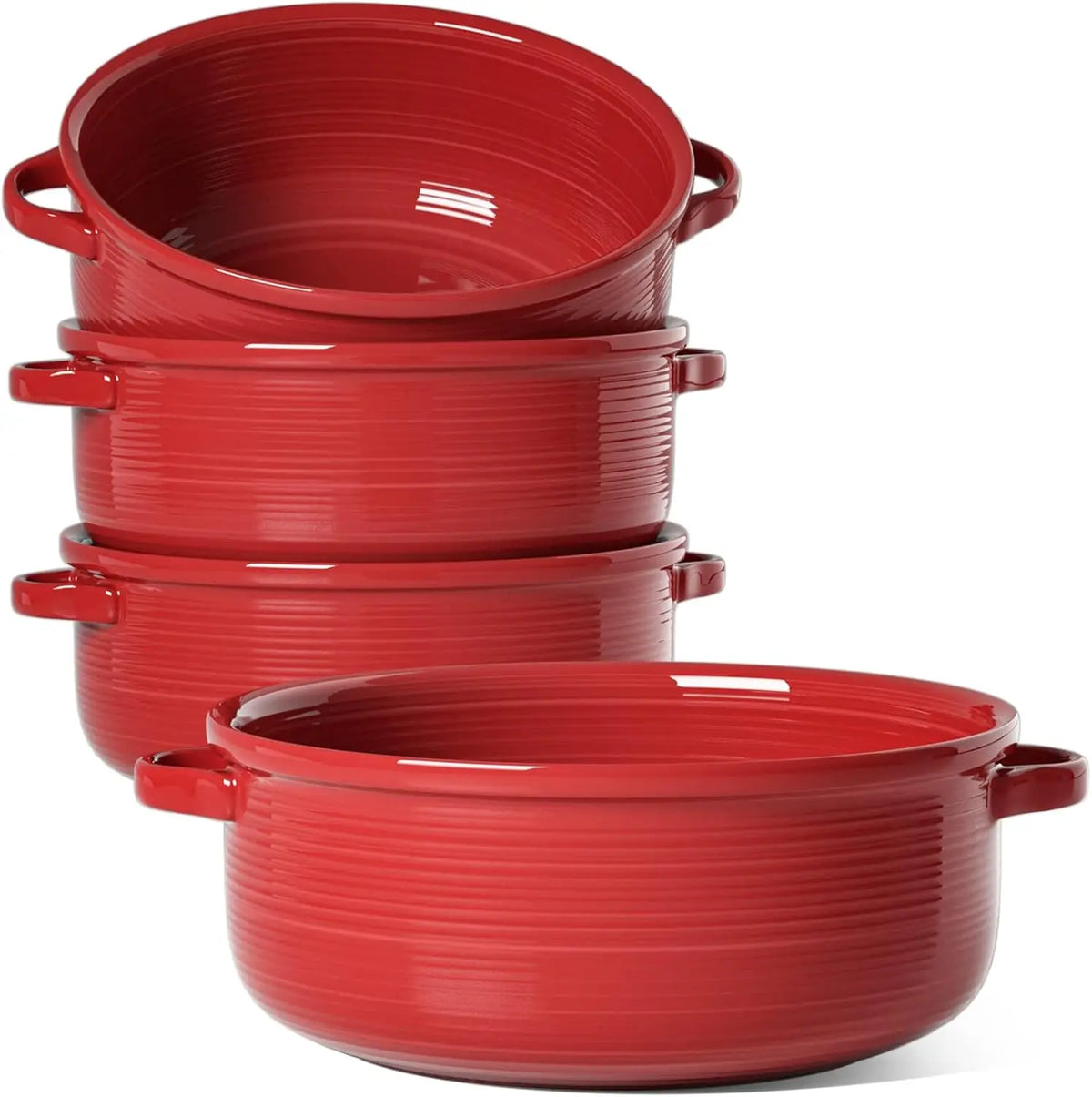 Ceramic French Onion Soup Bowls 28 Ounces for Soup, Cereal, Chilli, Beef Stew, Stackable Serving Bowls SetSet of 4, White