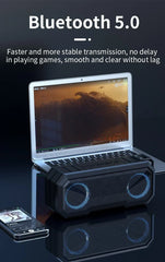 STONEGO Portable Bluetooth Speaker Wireless Flash Light Speaker TWS Bass Stereo IPX7 Waterproof Loudspeaker FM 12H Playtime
