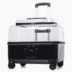 Cat Carrier with Wheels Transparent Pet Carrier Cat Trolley Case with Breathable Holes Large Cat Backpack for Travel Hiking