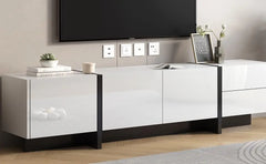 Rectangle Design TV Stand for Television Up to 80", Unique Style Console Table, Storage Cabinet with High Gloss UV Surface