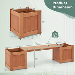 Outdoor Bench  Wood Raised Garden Bed with Open Base, Weather-Resistant Deep Planter Boxes for Flowers Fruit Vegetable