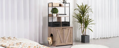 Litter Box Enclosure with 2 Storage Shelves and 2 Drawers, 2-in-1 Hidden Cat Litter Box Enclosure Furniture with Shelf
