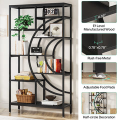 Tribesigns Bookshelf Industrial 5 Tier Etagere Bookcase, Freestanding Tall Bookshelves Display Shelf Storage Organizer