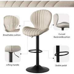Bar Stools Set of 2 Modern Swivel Bar Chairs, Barstools Counter Height with High Backrest, Easy 3-5 Minute Assembly for Bar
