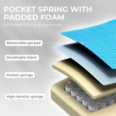 Gaming Chair Breathable Fabric Computer Chair with Pocket Spring Cushion, Comfortable Office Chair with Gel Pad and Storage Bag