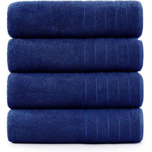 100% Cotton 30x60 4 Pk Bath Towels Set for Bathroom, Extra Large Ringspun Soft and Absorbent