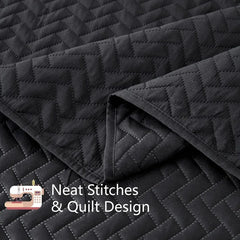 White Quilt Set Queen Size, Lightweight Bedspread Ultrasonic Chevron Pattern Light Coverlet for All Season Comforter Bedding