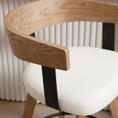 Bar Stools Set of 3 26" Counter Height Bar Stool with Footrest - Modern Wood Barstools with Linen Upholstered Seat, Bar Stools