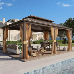 12' X 18'Hardtop Gazebo, Galvanized Steel Ventilation Double Roof Aluminum Frame, Outdoor Gazebo for Garden, Patio, Gazebo