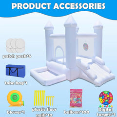 Inflatable Bouncer with Blower Indoor and Outdoor Bouncy Castle with Ball Pit Suitable for Family Party Kids Birthday Party