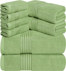 8 Piece Premium Towel Set, 2 Bath, 2 Hand, and 4 Washcloths, 100% Ring Spun Cotton, Highly Absorbent Towels for Bathroom