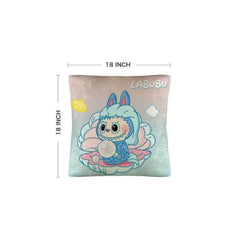 Funny Labubu Throw Pillow Cover, The Monsters Decorative Square Pillowcase Throw Cushion Case for Bedroom,Living Room,18x18 Inch