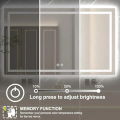 55X30 Led Mirror for Bathroom with Dimmable Bathroom Vanity Mirrors with Lights, Front and Backlit Anti-Fog Lighted Mirror, Tem