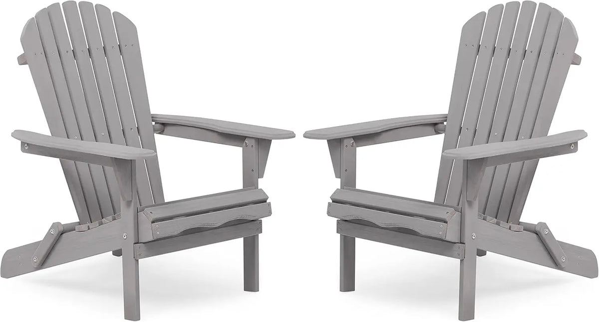 Wooden folding Adirondack chairs set of 2, pre-assembled wooden recliners with backrest outdoor patio garden lawn backyard