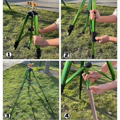 Impact Sprinkler Head on Tripod Base, Heavy Duty Lawn Sprinkler, 360 Degree Large Area Irrigation, Brass Sprinkler Nozzle