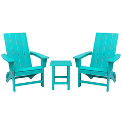 Portable Chairs Table Set of 3, Folding Adirondack Chair Table for All Weathers, Outdoor Fire Pit Chairs for Patio Poolside