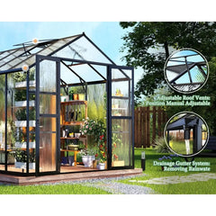 Polycarbonate Greenhouse, Aluminum Greenhouses with 2 Swing Doors, Greenhouses for Outdoors for Garden Backyard,Greenhouse