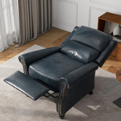 Pushback Recliner Chairs, Faux Leather Armchair Push Back Accent Chair, Rivet Trim Club Chair Home Theater Overstuffed